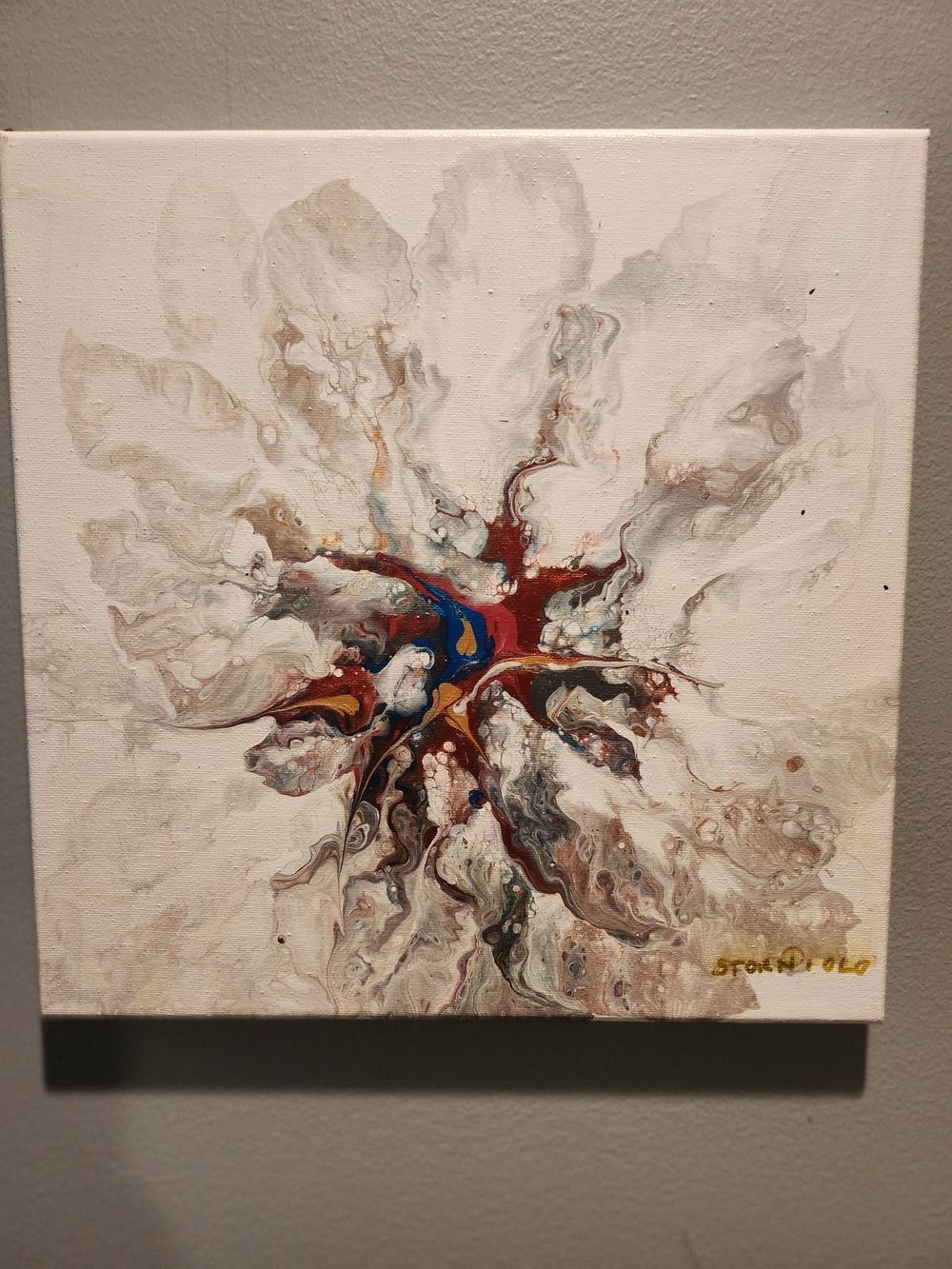 Abstract Floral Burst Canvas Wall Art Signed By Artist